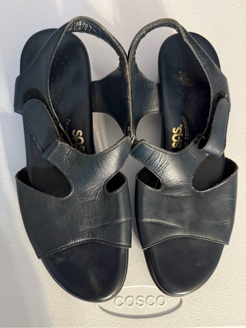 SAS Women's Blue Leather Tripad Comfort Strappy Sandals Size 7 1/2 M Summer